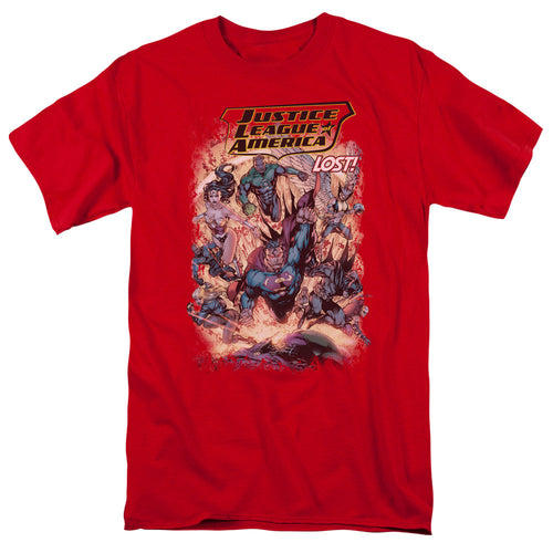 Justice League Lost Mens T Shirt Red