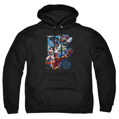 Justice League Of America Galactic Attack Color Mens Hoodie Black