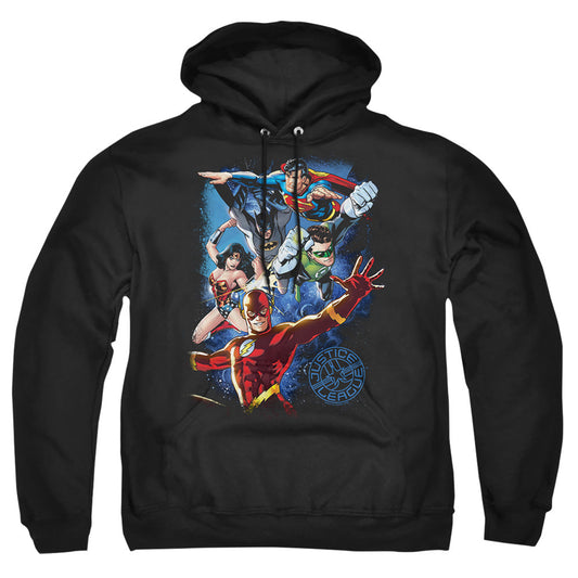 Justice League Of America Galactic Attack Color Mens Hoodie Black