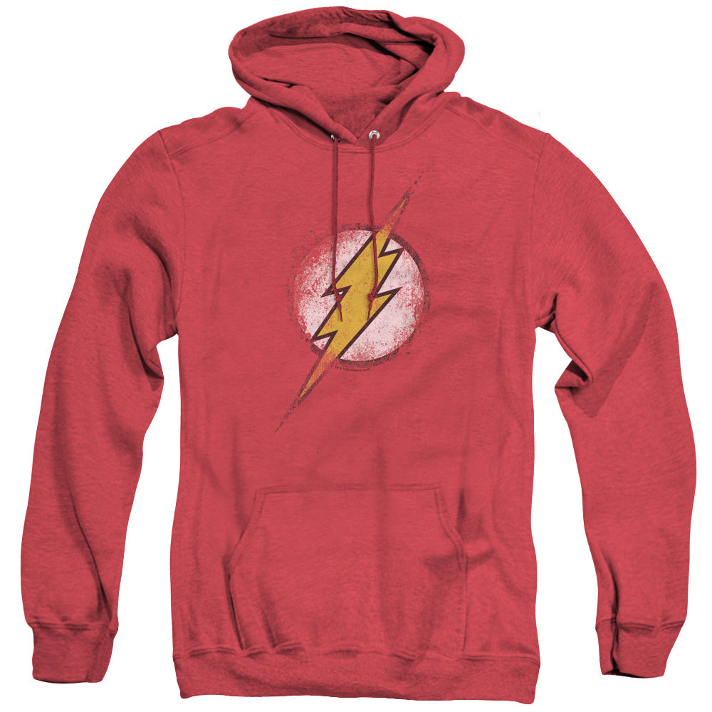 Justice League Of America Destroyed Flash Logo Heather Mens Hoodie Red