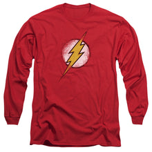 Load image into Gallery viewer, Jla Destroyed Flash Logo Mens Long Sleeve Shirt Red Officially Licensed
