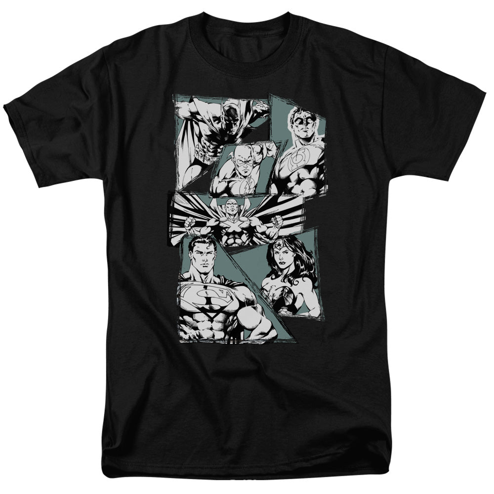 Justice League a Mighty League Mens T Shirt Black