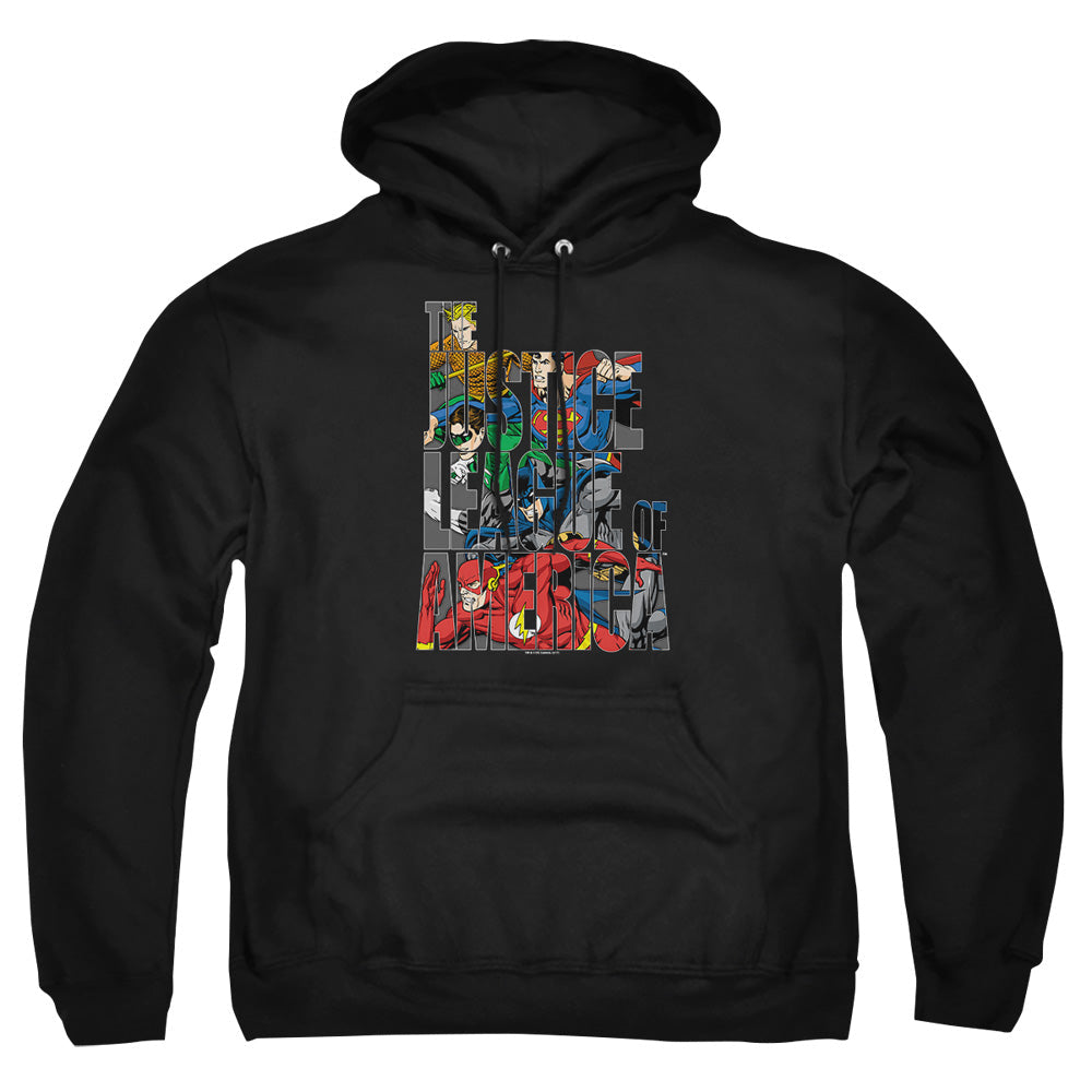 Justice League Of America Lettered League Mens Hoodie Black