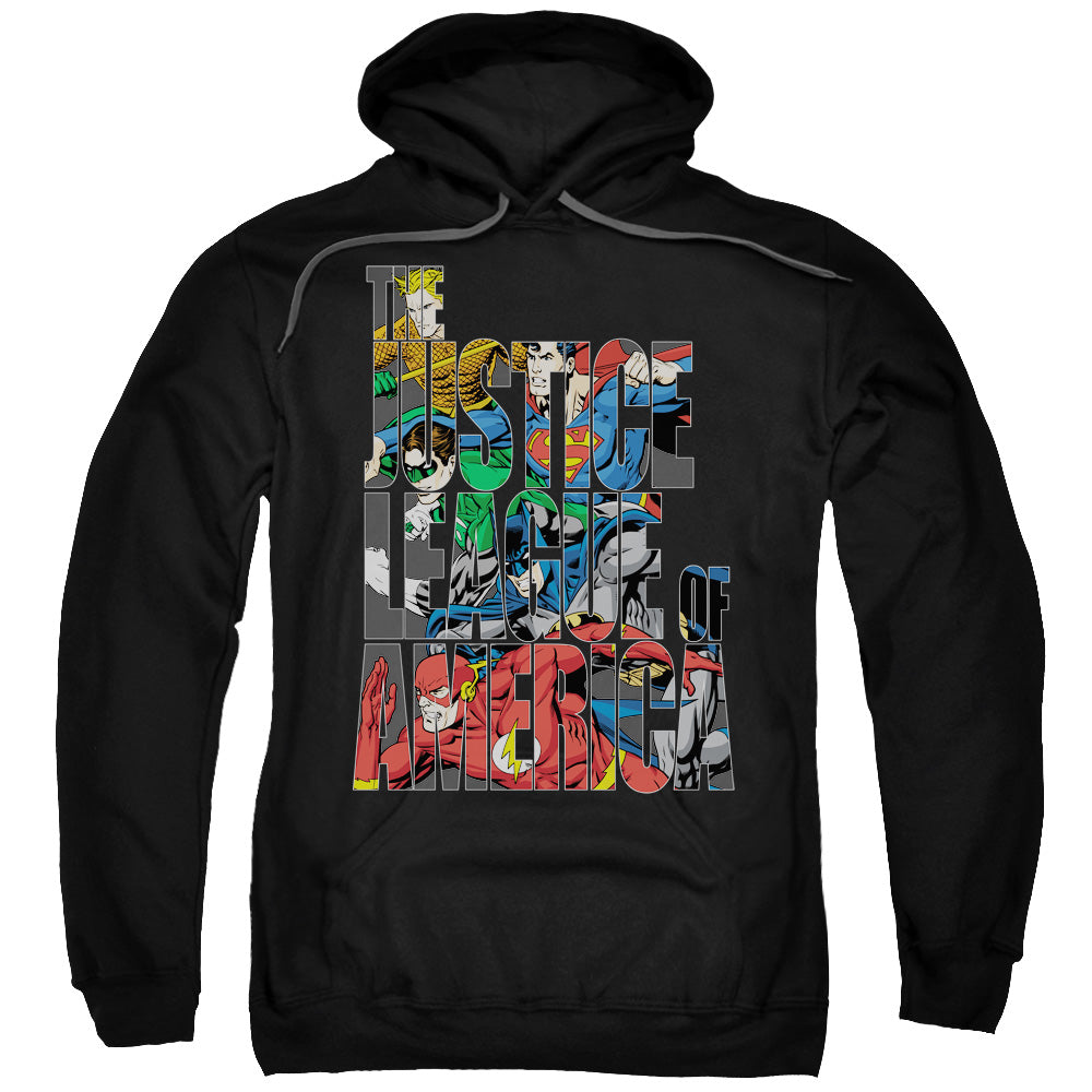 Justice League Lettered League Mens Hoodie Black