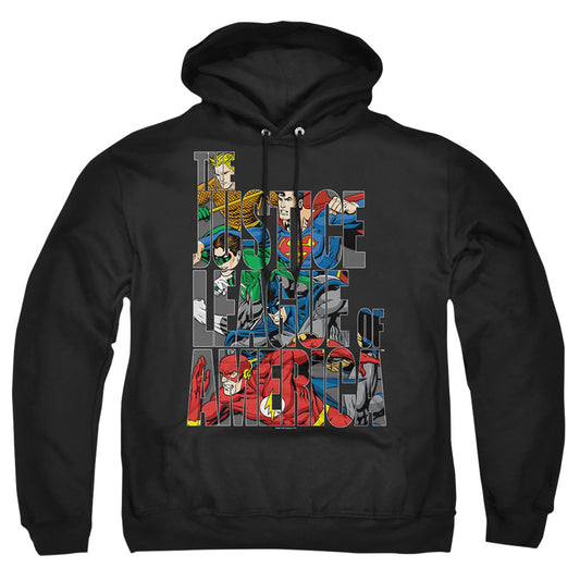 Justice League Of America Lettered League Mens Hoodie Black