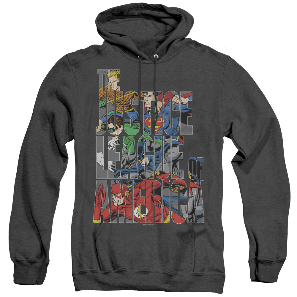 Justice League Of America Lettered League Heather Mens Hoodie Black