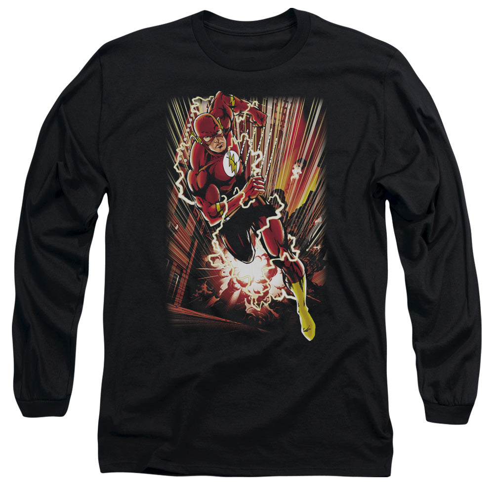 Jla Street Speed Mens Long Sleeve Shirt Black Officially Licensed
