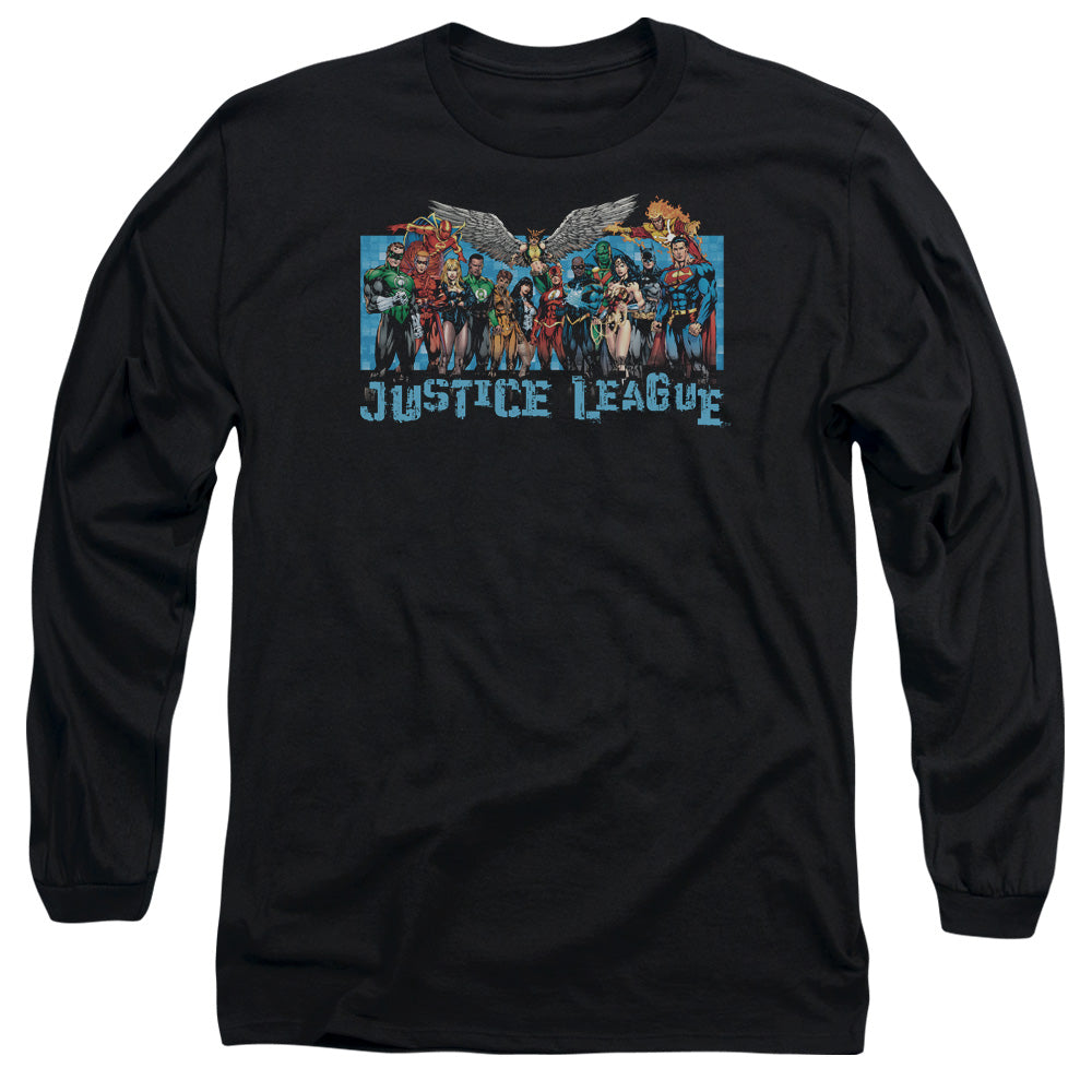 Justice League League Lineup Mens Long Sleeve Shirt Black