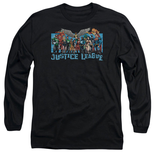 Justice League League Lineup Mens Long Sleeve Shirt Black
