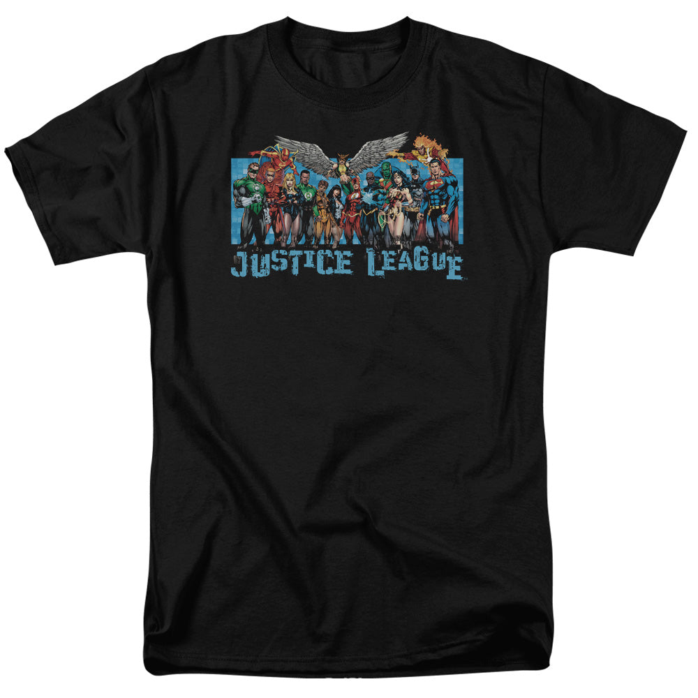 Justice League Of America League Lineup Mens T Shirt Black