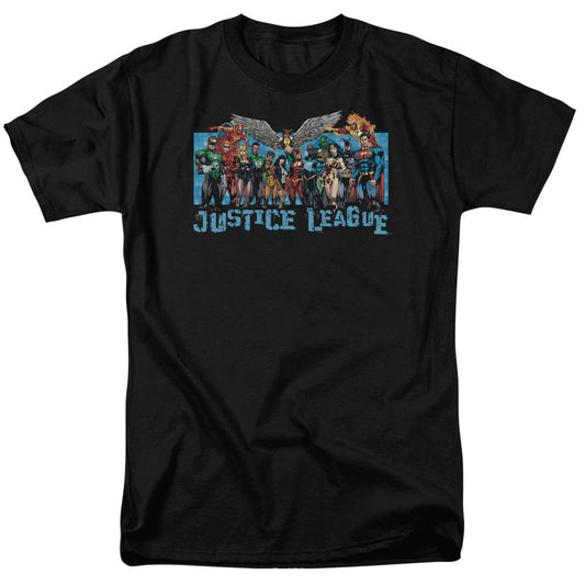 Justice League Of America League Lineup Mens T Shirt Black