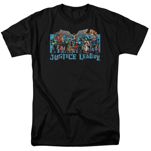 Justice League League Lineup Mens T Shirt Black