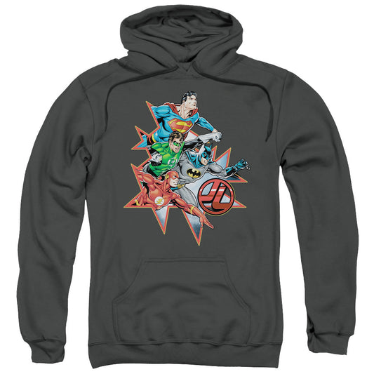 Justice League Starburst Mens Hoodie Charcoal