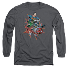 Load image into Gallery viewer, Jla Starburst Mens Long Sleeve Shirt Charcoal Officially Licensed
