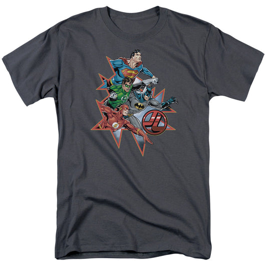 Justice League Starburst Mens T Shirt Charcoal