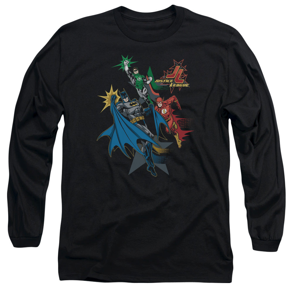 Justice League Action Stars Mens Long Sleeve Shirt Black