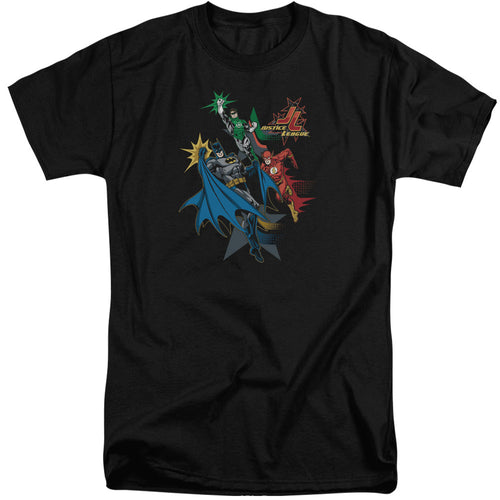 Justice League Action Stars Mens Tall T Shirt Black