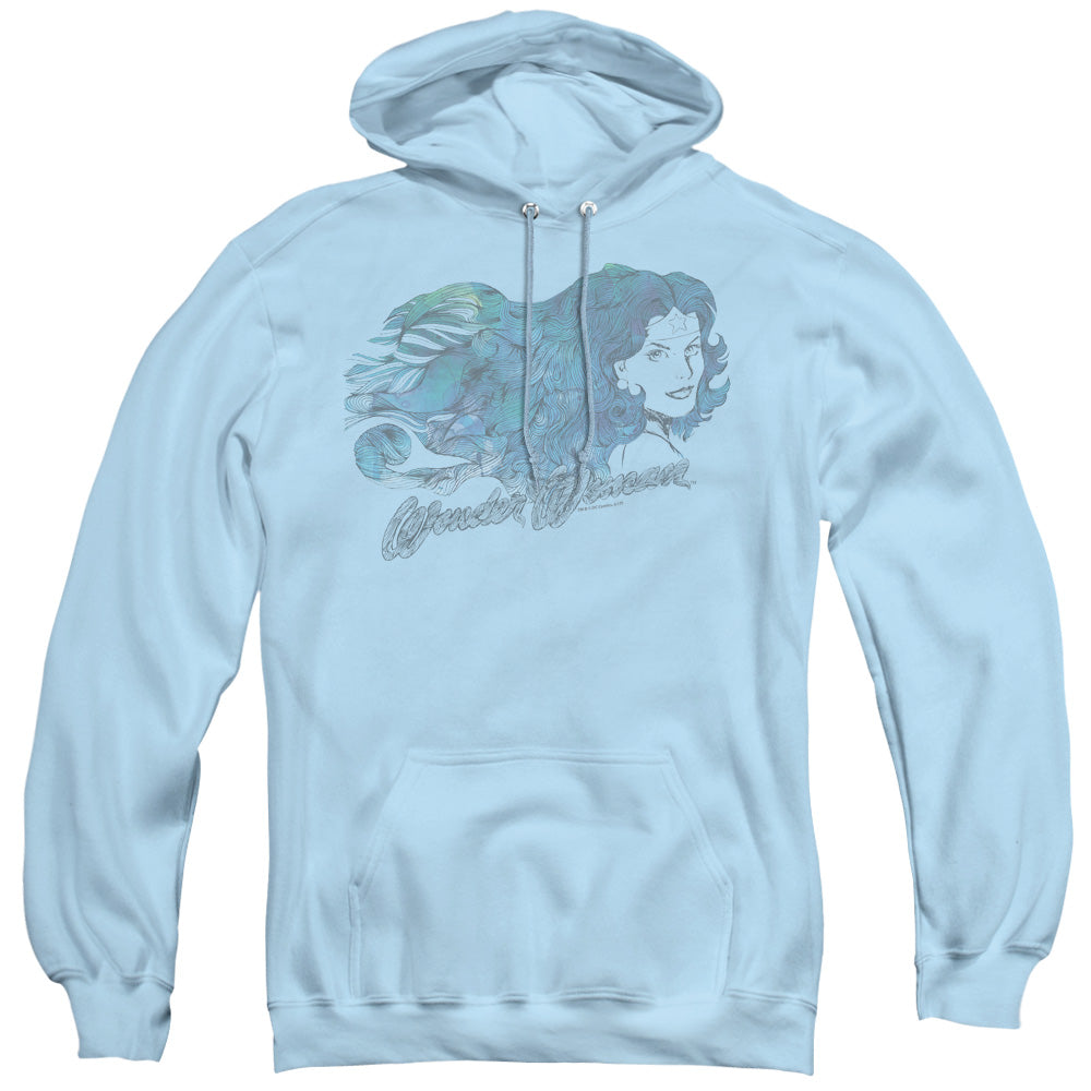 Justice League Watercolor Hair Mens Hoodie Light Blue