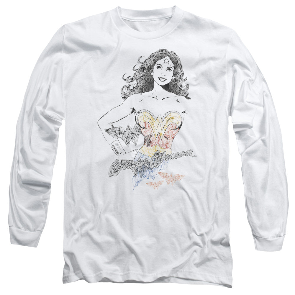 DCO Justice League Wonder Squiggles Mens Long Sleeve Shirt White