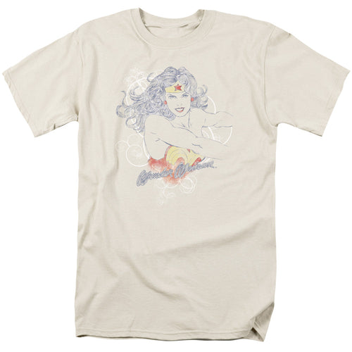 Justice League Sketch Truth Mens T Shirt Cream