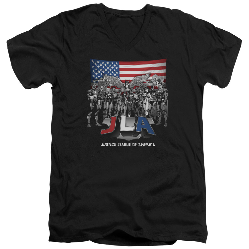 Justice League All American League Mens Slim Fit V-Neck T Shirt Black