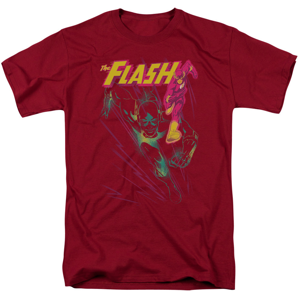 Justice League Of America Flash Spray Mens T Shirt Cardinal