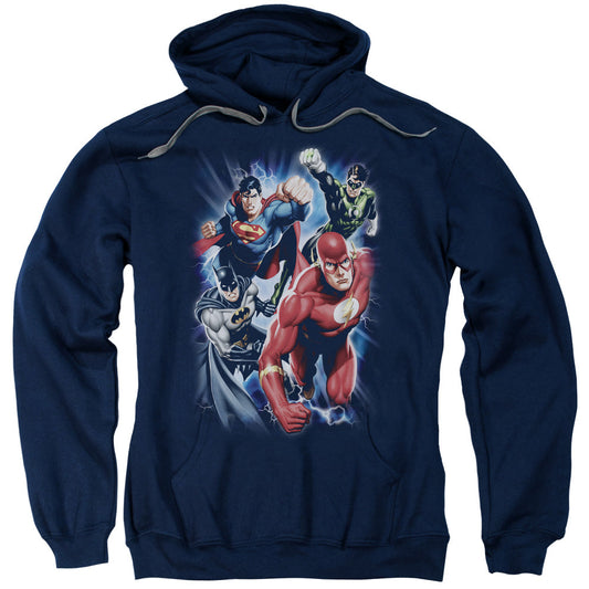 Justice League Storm Chasers Mens Hoodie Navy Blue