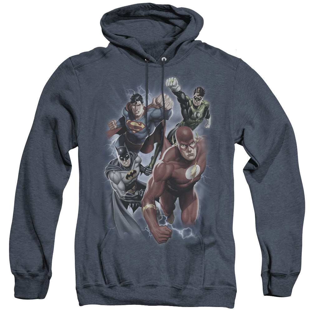 Justice League Of America Storm Chasers Heather Mens Hoodie Navy