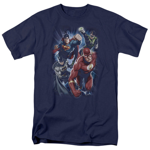 Justice League Storm Chasers Mens T Shirt Navy Blue