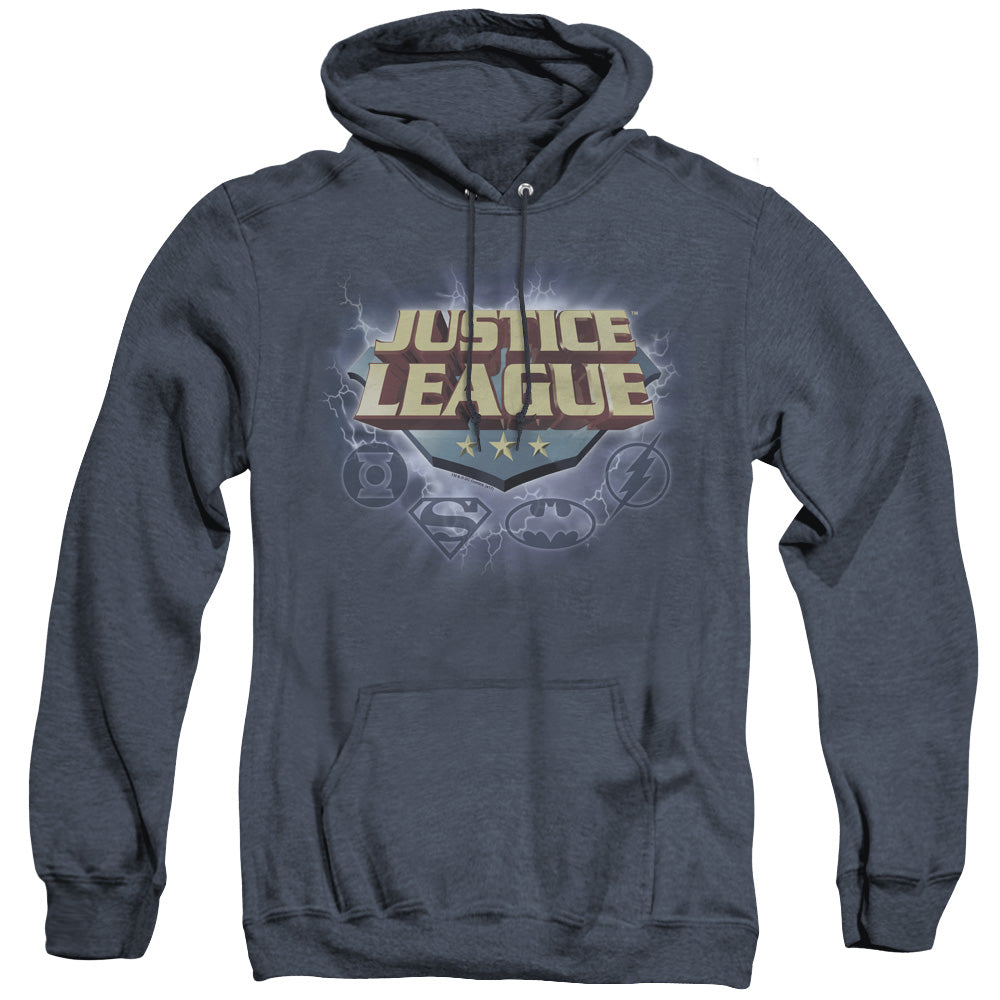 Justice League Of America Storm Logo Heather Mens Hoodie Navy