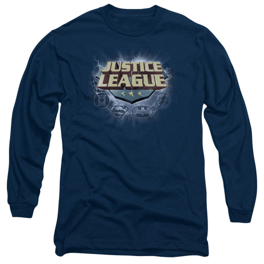 Jla Storm Logo Mens Long Sleeve Shirt Navy Officially Licensed