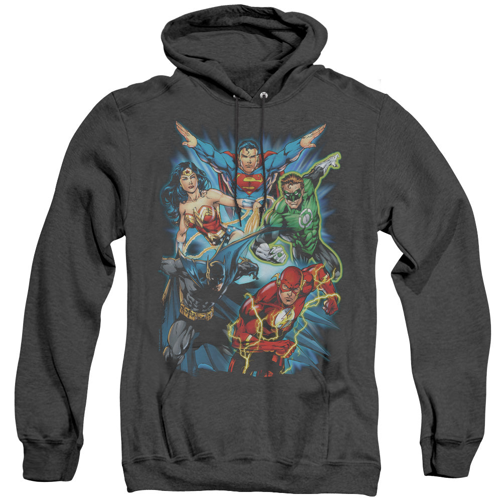 Justice League Of America Jl Assemble Heather Mens Hoodie Black