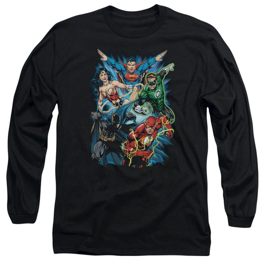 Jla Jl Assemble Mens Long Sleeve Shirt Black Officially Licensed