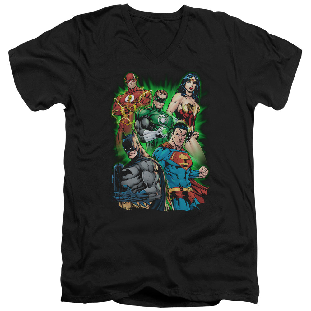Justice League Will Power Mens Slim Fit V-Neck T Shirt Black