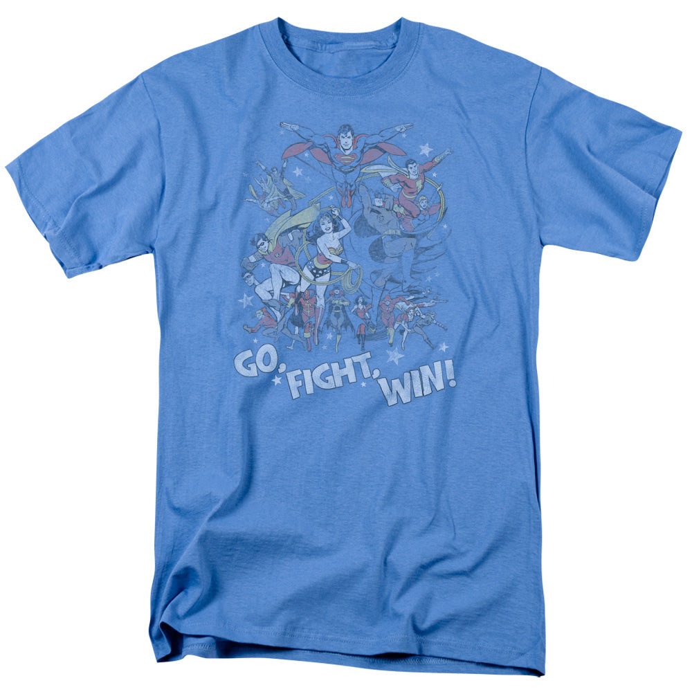 Justice League Of America Go Fight Win Mens T Shirt Carolina Blue