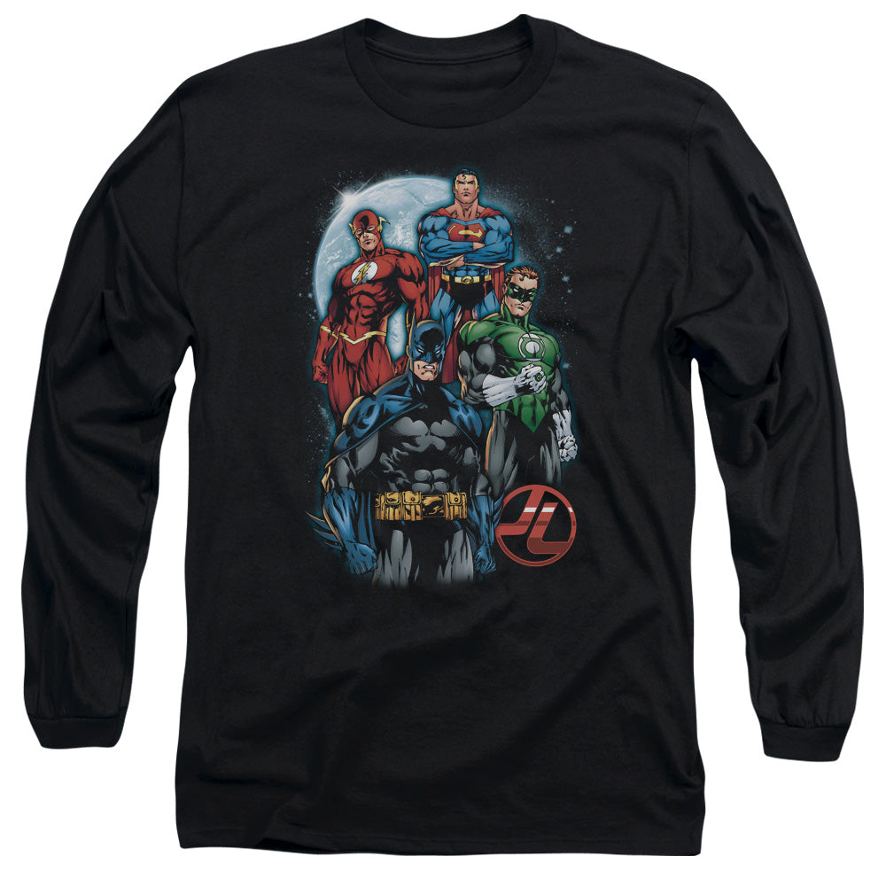 Jla The Four Mens Long Sleeve Shirt Black Officially Licensed