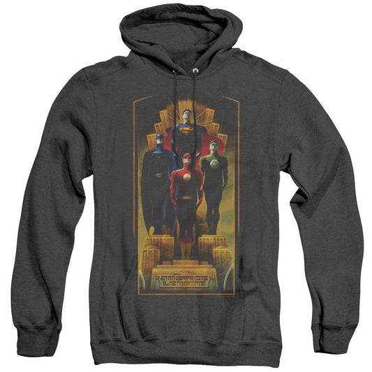 Justice League Of America Deco Heather Mens Hoodie Black