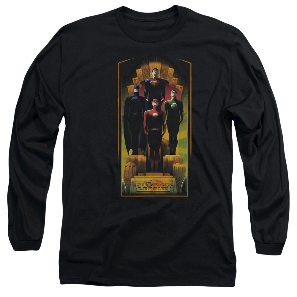 Jla Deco Mens Long Sleeve Shirt Black Officially Licensed