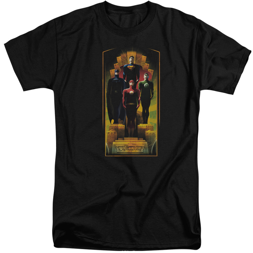 Justice League Deco Mens Tall T Shirt Black