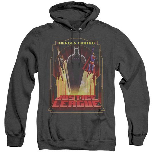 Justice League Heroes United Heather Mens Hoodie Black