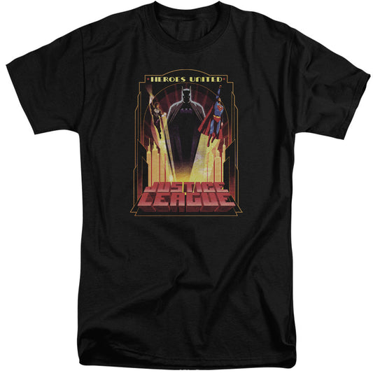 Justice League Heroes United Mens Tall T Shirt Black