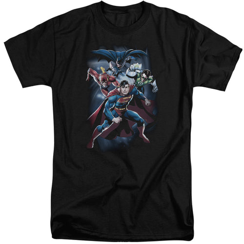 Justice League Coic Crew Mens Tall T Shirt Black