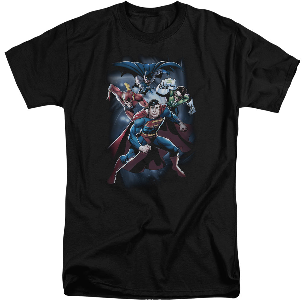 Justice League Coic Crew Mens Tall T Shirt Black
