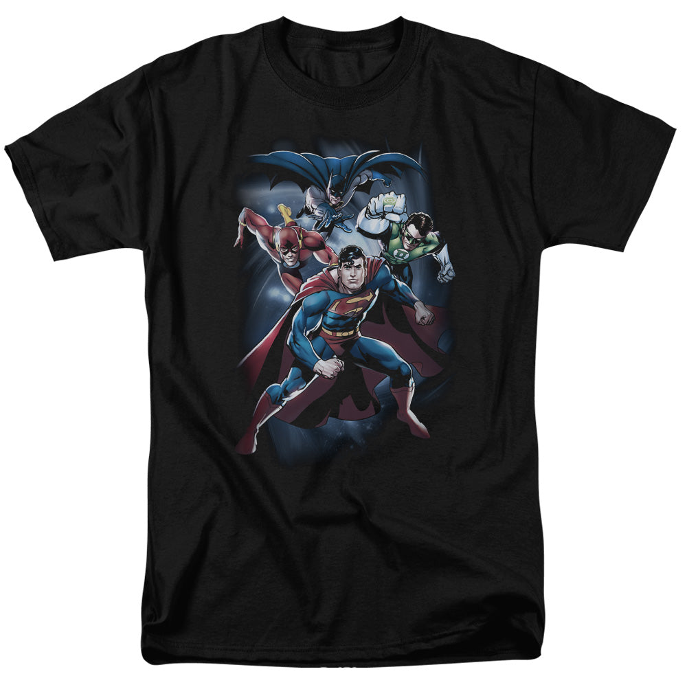 Justice League Of America Cosmic Crew Mens T Shirt Black