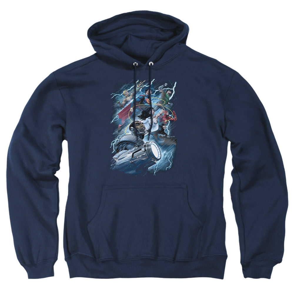 Justice League Of America Ride The Lightening Mens Hoodie Navy
