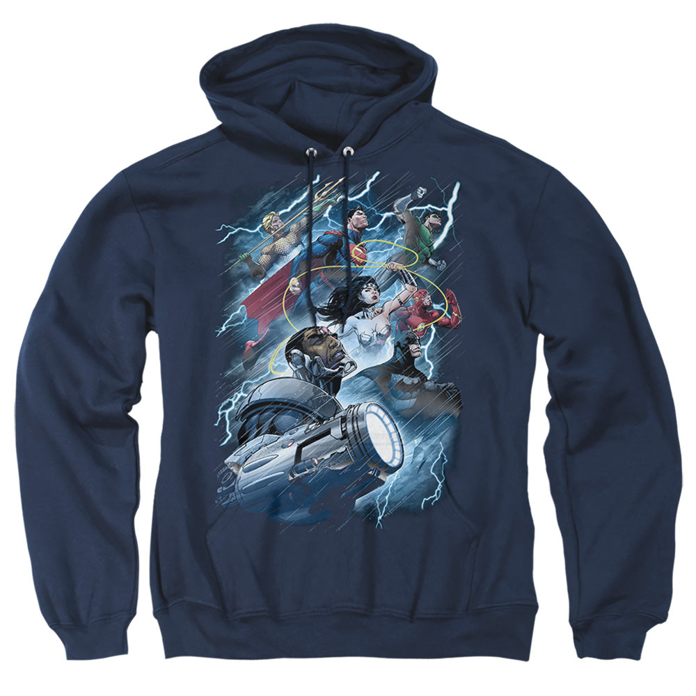 Justice League Of America Ride The Lightening Mens Hoodie Navy