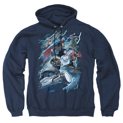 Justice League Of America Ride The Lightening Mens Hoodie Navy