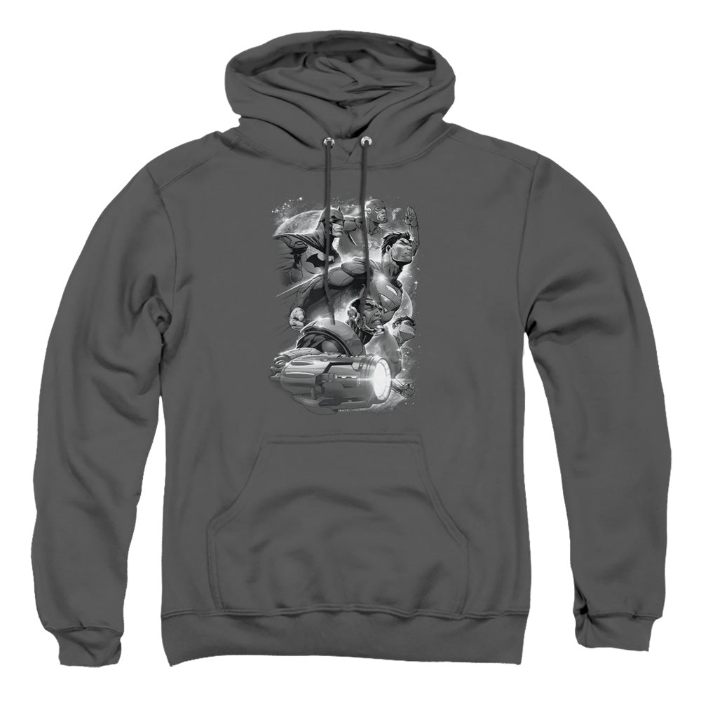 Justice League Of America Atmospheric Mens Hoodie Charcoal