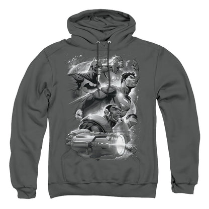 Justice League Of America Atmospheric Mens Hoodie Charcoal