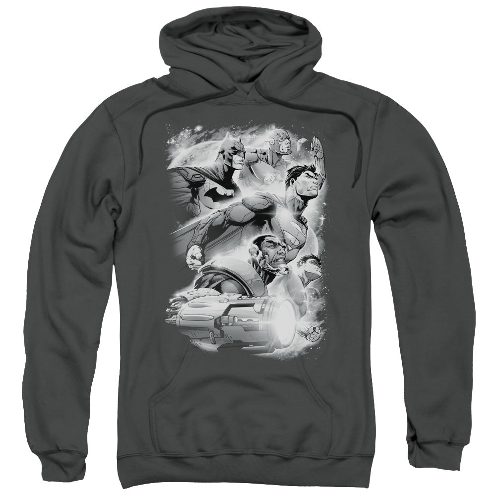 Justice League Atmospheric Mens Hoodie Charcoal